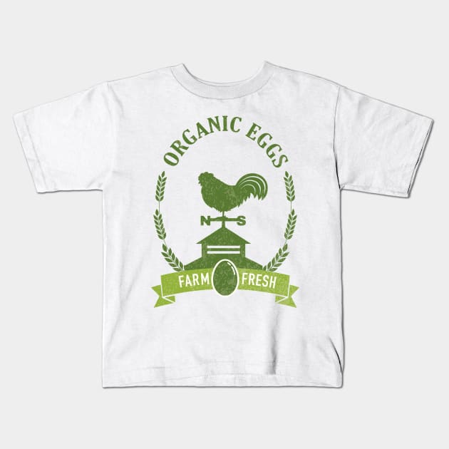 Vintage Organic Eggs Sign Kids T-Shirt by SWON Design